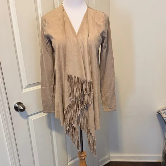 INC International Concepts Tan Fringe Cape - Picture 2 of 10